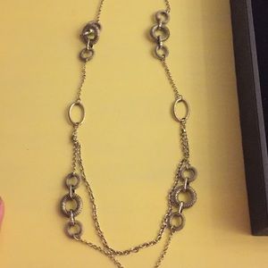 Long silver fashion necklace